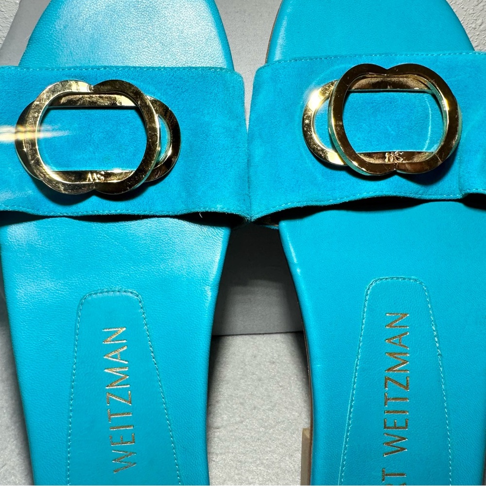 Stuart Weitzman Caicos‎ Suede Slide Sandals - Picture 6 of 10